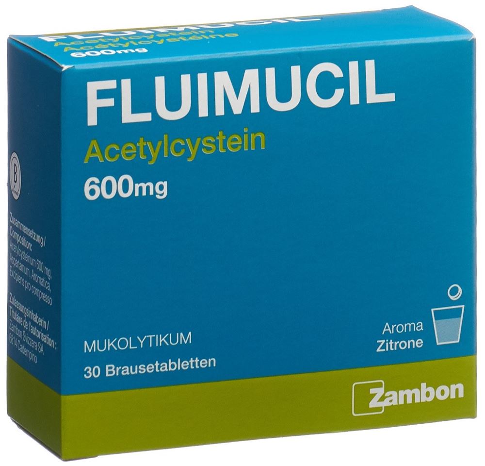 FLUIMUCIL Brausetabl 600 mg Erw citron Blist 30 Stk, Hauptbild