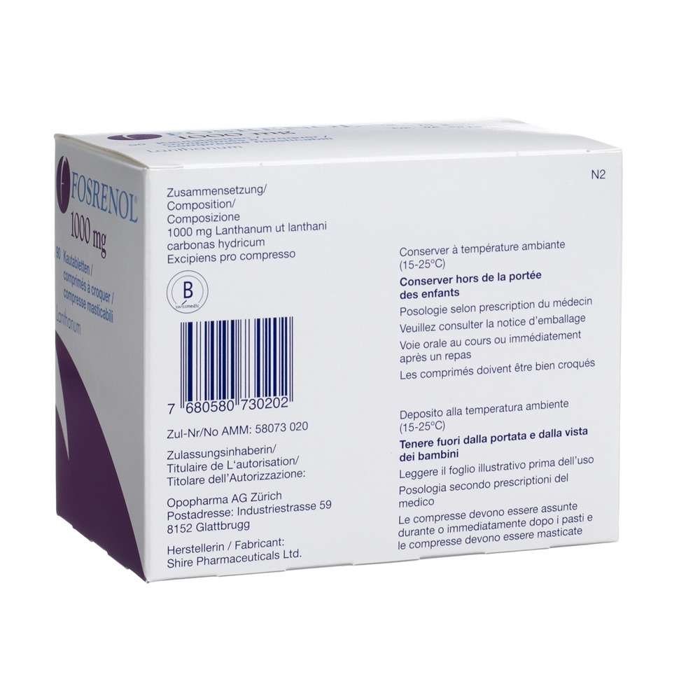 FOSRENOL cpr croquer 1000 mg bte 90 pce, image 2 sur 2