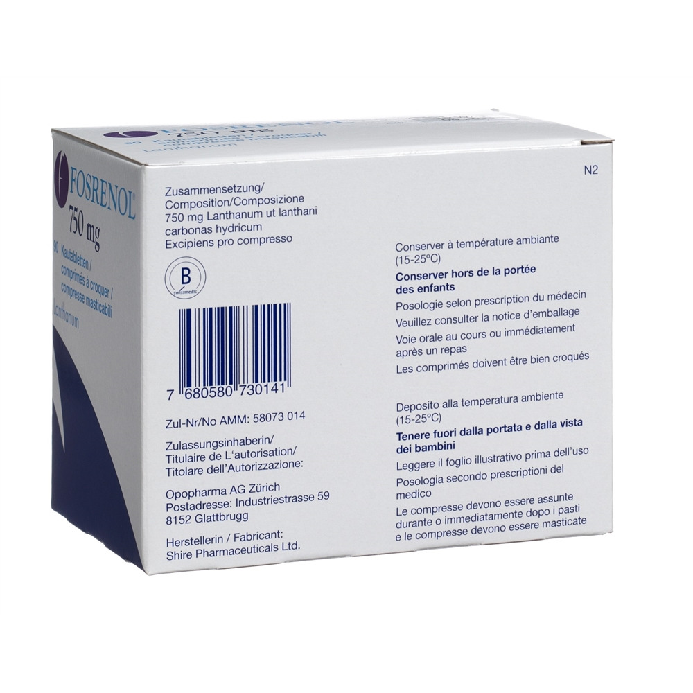 FOSRENOL cpr croquer 750 mg bte 90 pce, image 2 sur 2