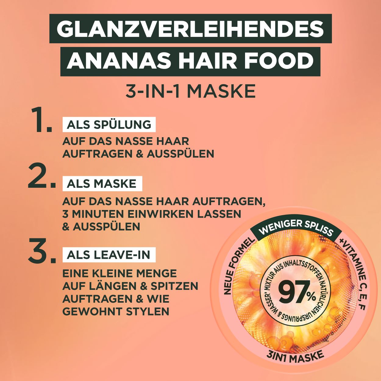 FRUCTIS Hair Food Masque 3en1, image 5 sur 5