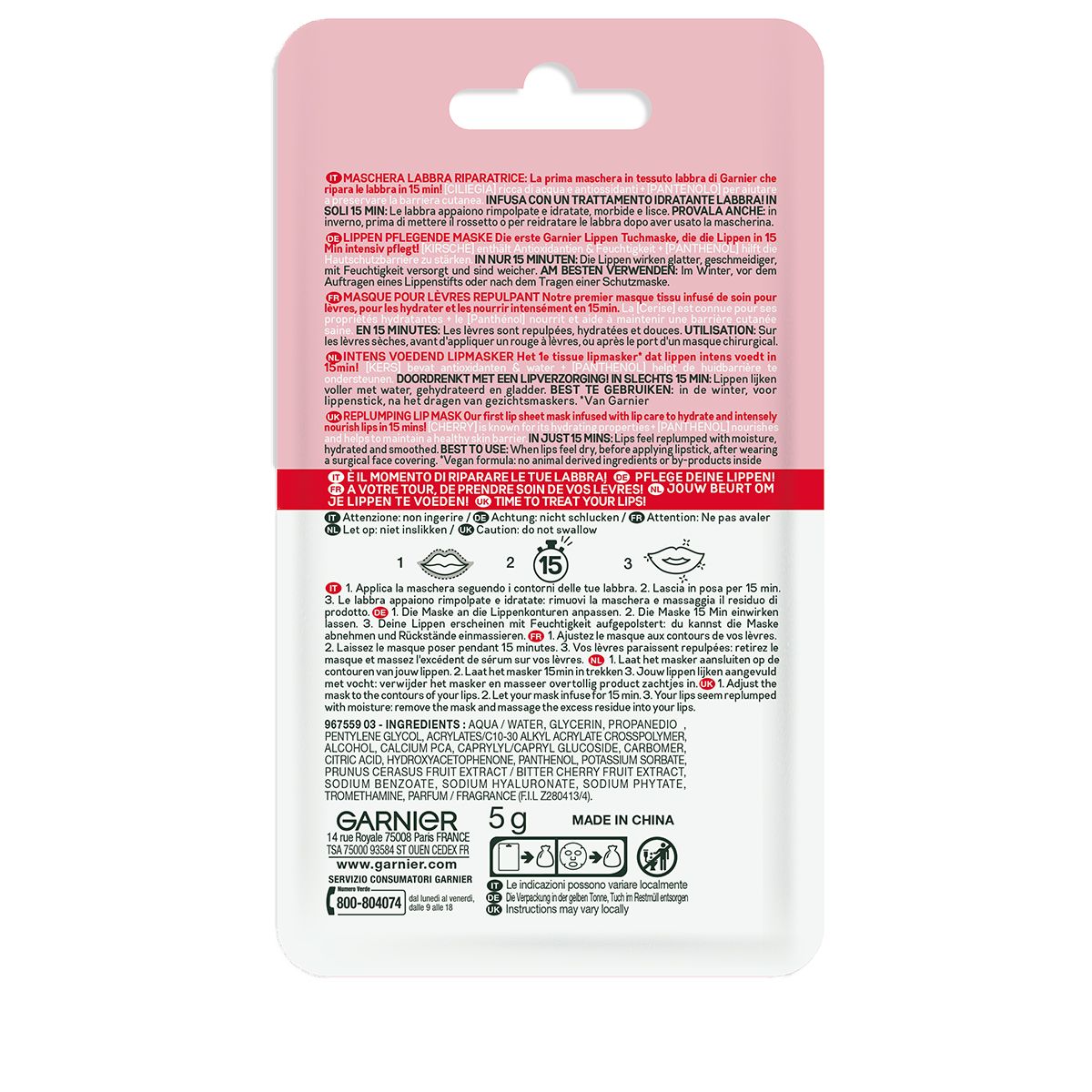 GARNIER masque tissu pour les lèvres, image 2 sur 2