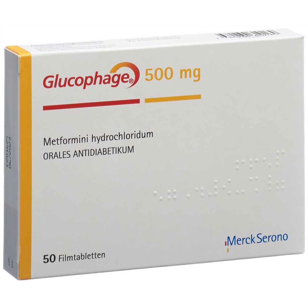 GLUCOPHAGE cpr pell 500 mg blist 50 pce, image principale