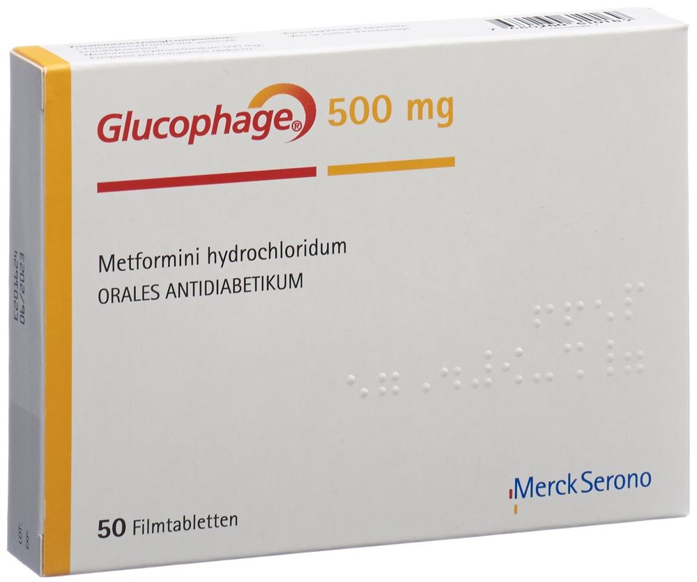 GLUCOPHAGE cpr pell 500 mg blist 50 pce, image principale