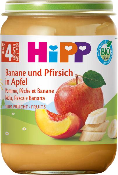 Hipp bio banane pêche et pomme