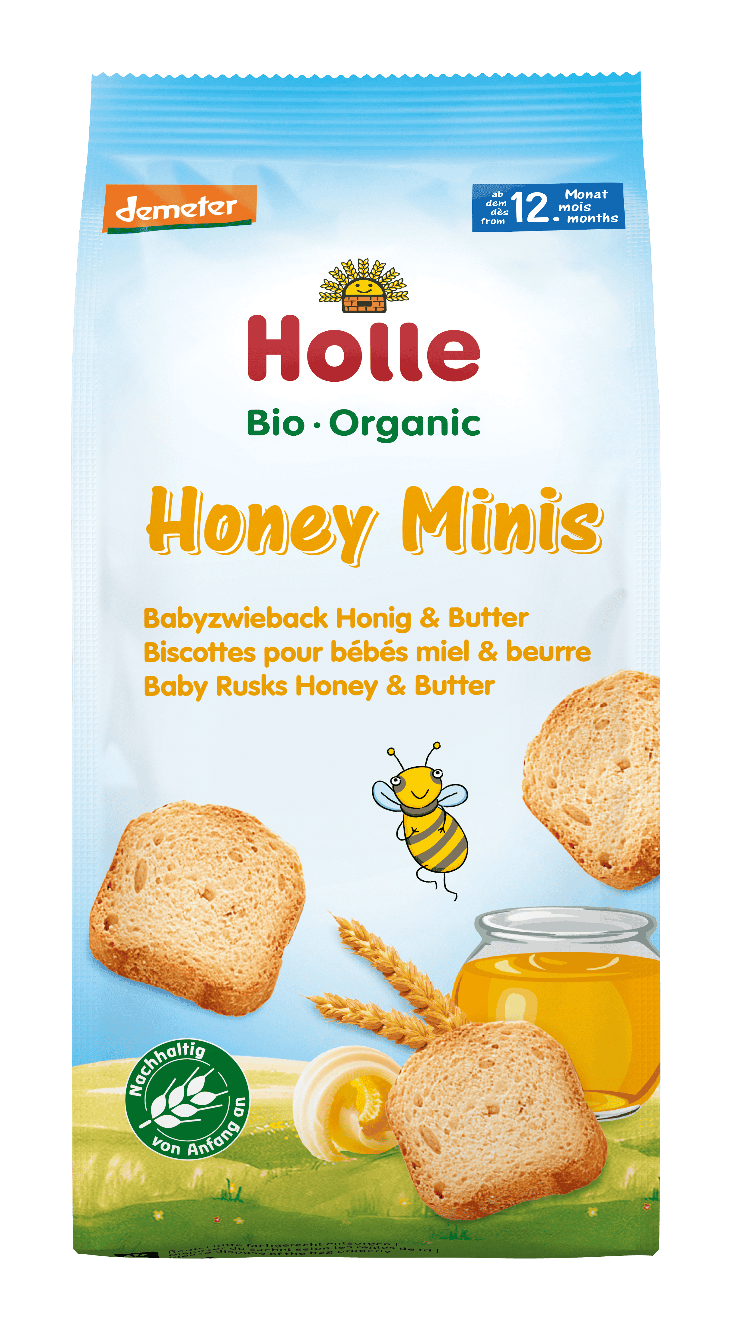 HOLLE Honey Minis Bio-Babyzwieback, Hauptbild