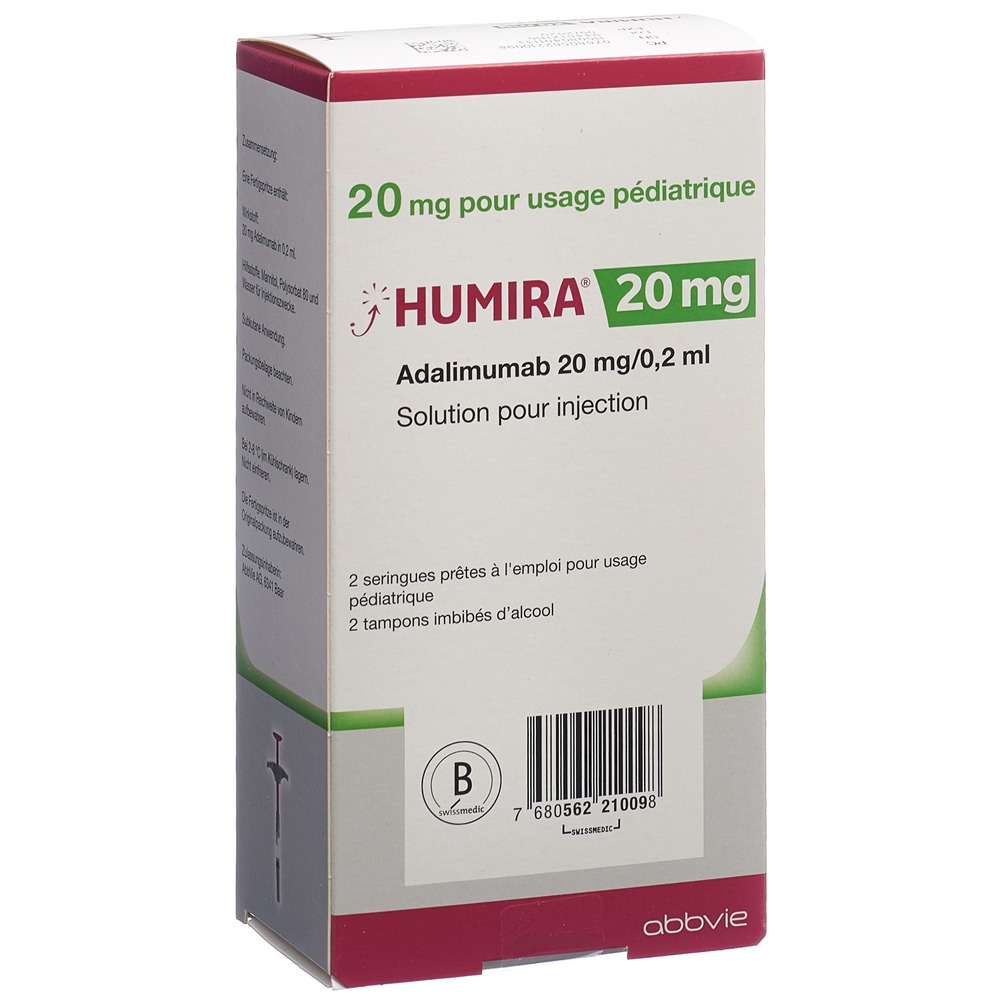 HUMIRA sol inj 20 mg/0.2ml seringue préremplie ser pré 0.2 ml, image 2 sur 2