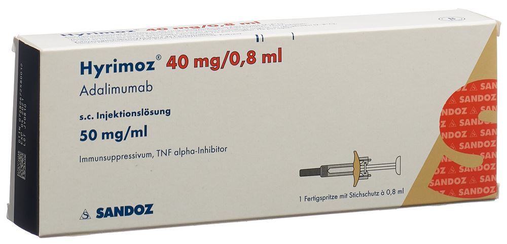 HYRIMOZ Inj Lös 40 mg/0.8ml Fertspr 0.8 ml, Hauptbild