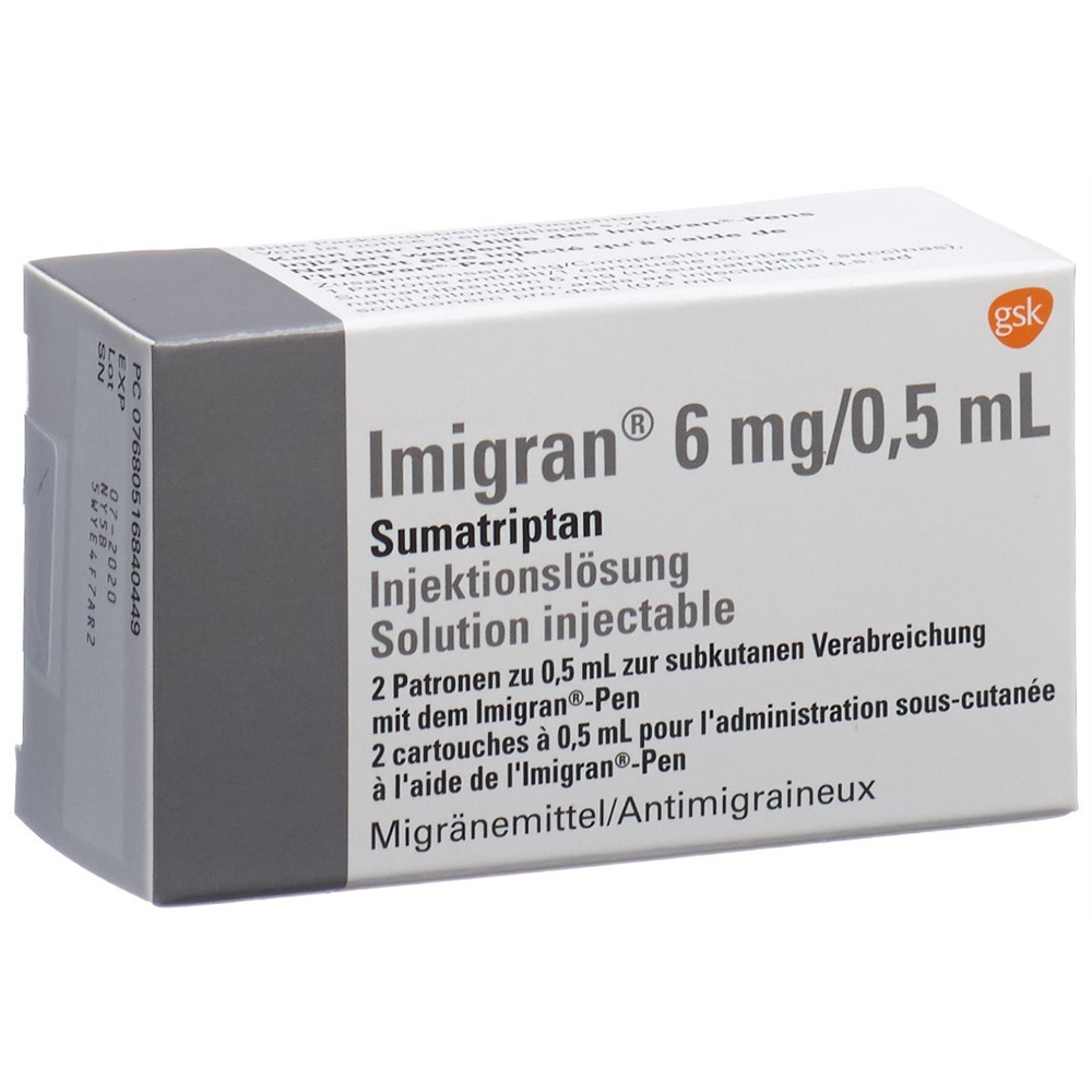IMIGRAN sol inj 6 mg/0.5ml amp 2 pce, image principale