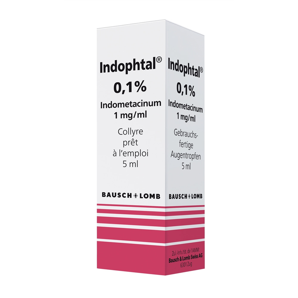 INDOPHTAL Gtt Opht 0.1 % gebrauchsfertig Fl 5 ml, Hauptbild