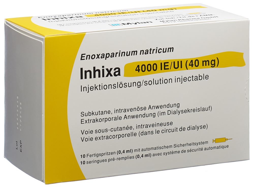 INHIXA Inj Lös 40 mg/0.4ml Fertspr 0.4 ml, Hauptbild