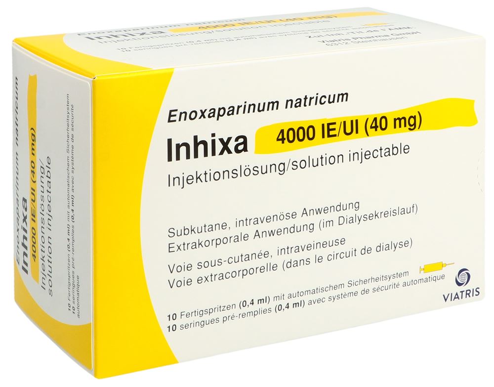 INHIXA Inj Lös 40 mg/0.4ml Fertspr 0.4 ml, Hauptbild