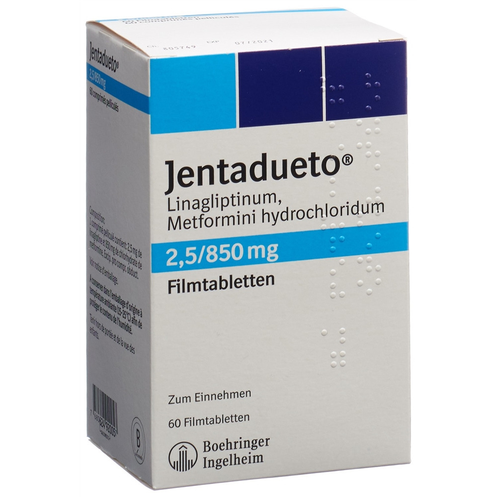 JENTADUETO cpr pell 2.5 mg/850 mg blist 60 pce, image principale