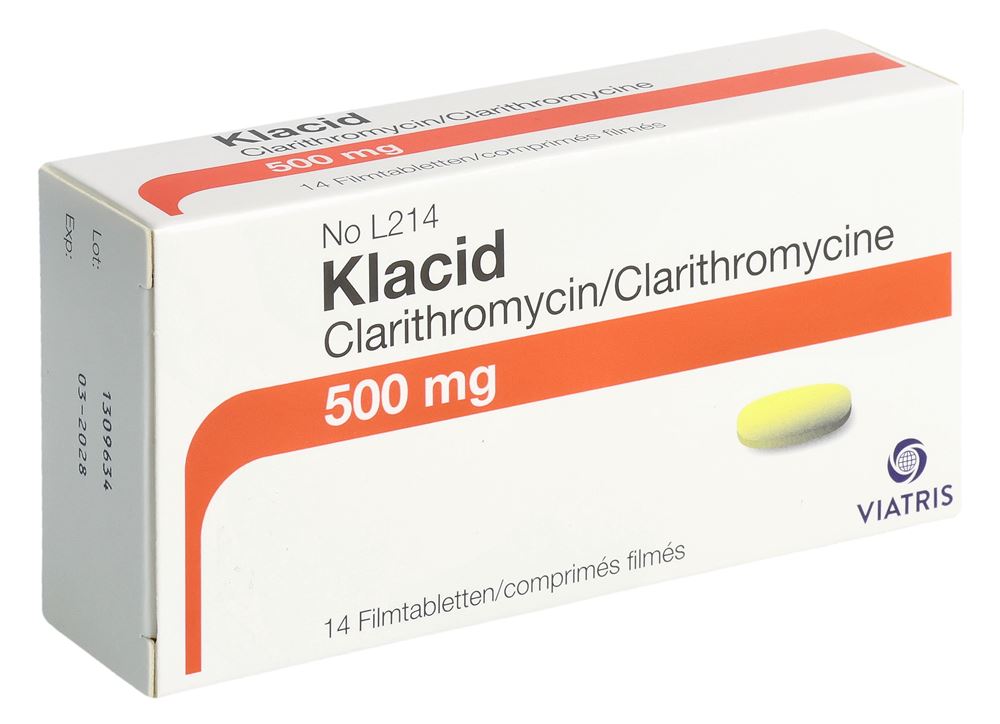 KLACID cpr pell 500 mg blist 14 pce, image principale KLACID cpr pell 500 mg blist 14 pce, image principale