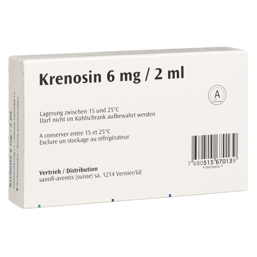 KRENOSIN sol inj 6 mg/2ml amp 2 ml, image 2 sur 2