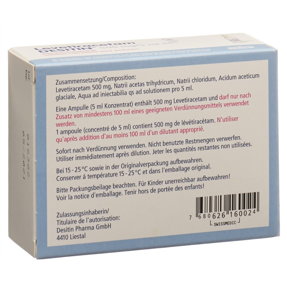 LEVETIRACETAM DESITIN 500 mg/5ml, image 2 sur 2