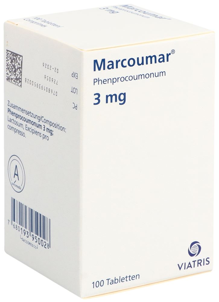 MARCOUMAR cpr 3 mg fl plast 100 pce, image principale