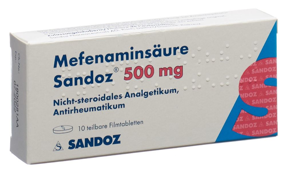 ACIDE MEFENAMIQUE Sandoz 500 mg, Hauptbild