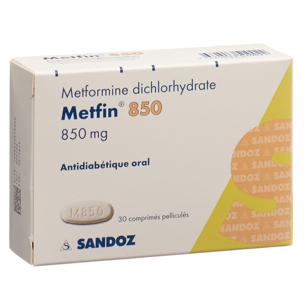 METFIN cpr pell 850 mg blist 30 pce, image 2 sur 2