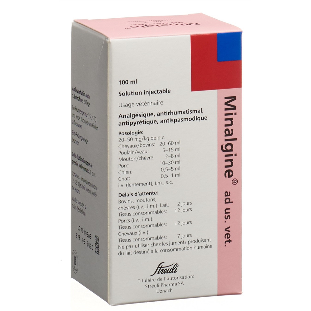 MINALGINE Inj Lös 500 mg/ml ad us. vet. Fl 100 ml, Bild 2 von 2