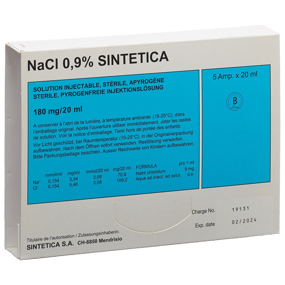 NACL 0.9% Sintetica 180 mg/20ml, Hauptbild