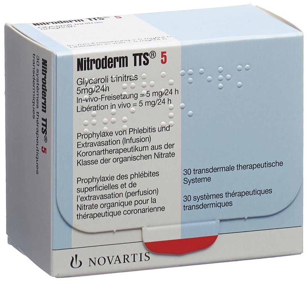 NITRODERM TTS 5 mg/24h sach 30 pce, image principale NITRODERM TTS 5 mg/24h sach 30 pce, image principale