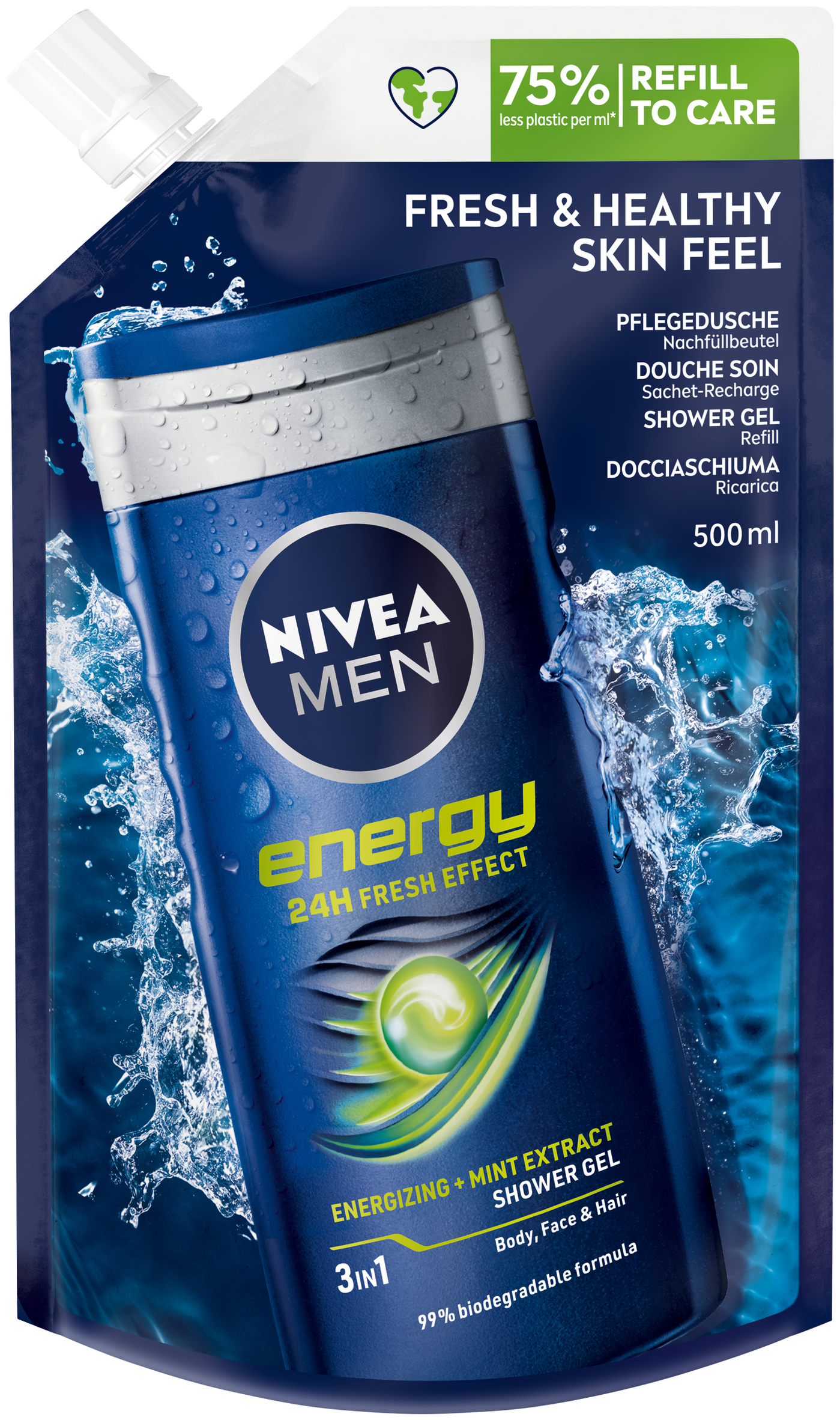 Nivea Men Douche De Soin Energy Refill 500 Ml Commander En Ligne