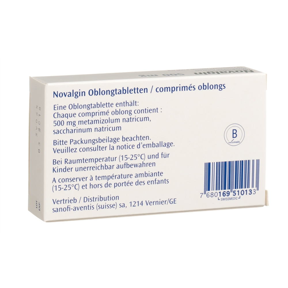 NOVALGIN cpr pell 500 mg blist 10 pce, image 2 sur 2