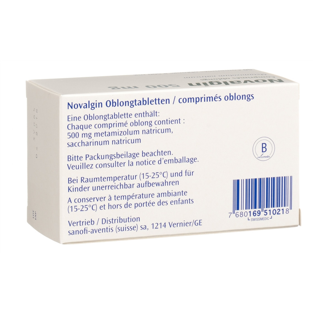 NOVALGIN cpr pell 500 mg blist 50 pce, image 2 sur 2