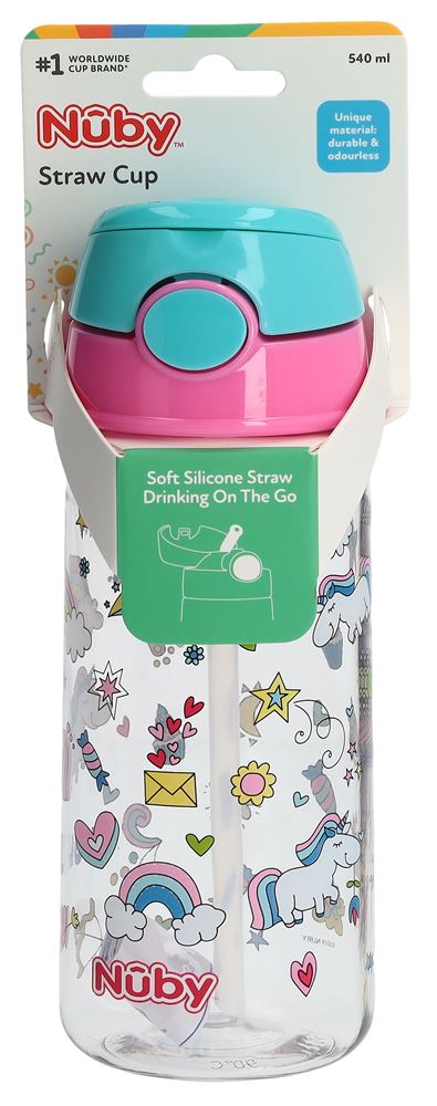 NUBY gobelet à paille en TRITAN Soft Straw avec bouton-pression