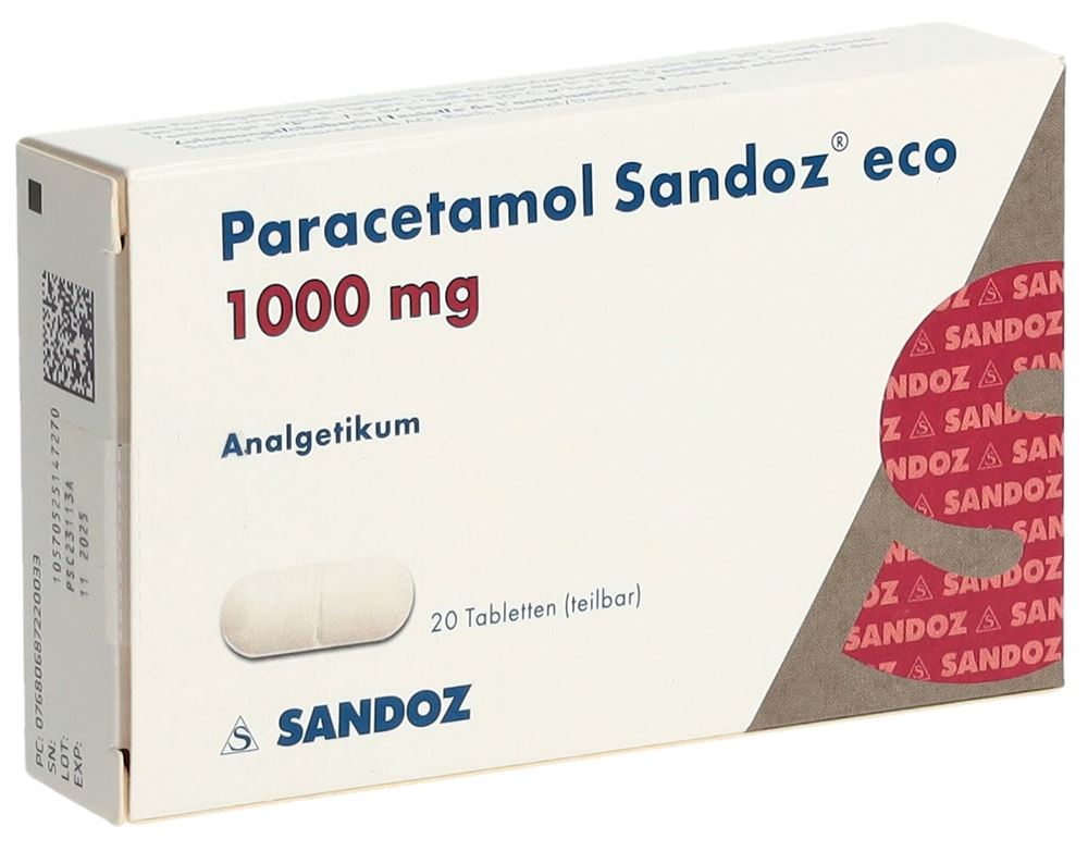 PARACETAMOL Sandoz eco 1000 mg, image principale