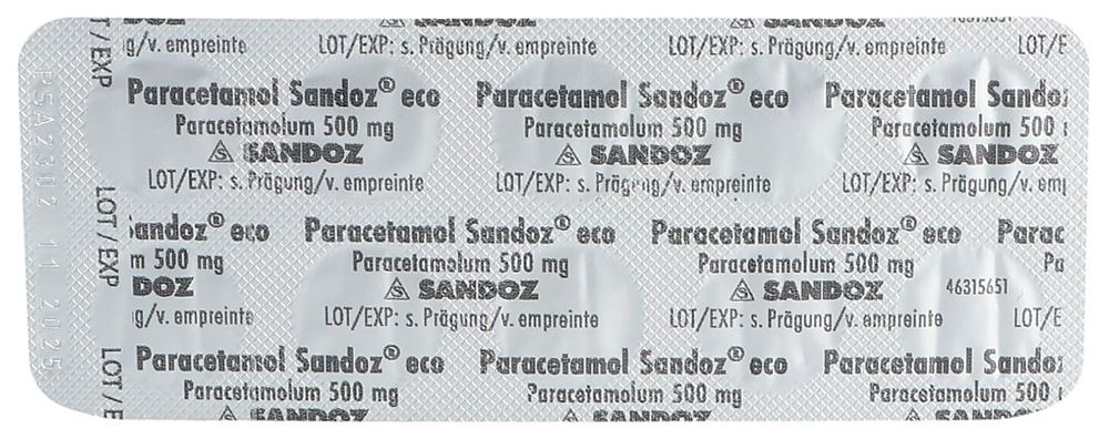 PARACETAMOL Sandoz eco 500 mg, image 2 sur 5