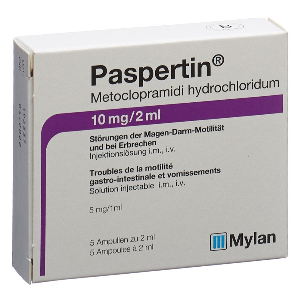 PASPERTIN Inj Lös 10 mg/2ml Amp 2 ml, Hauptbild