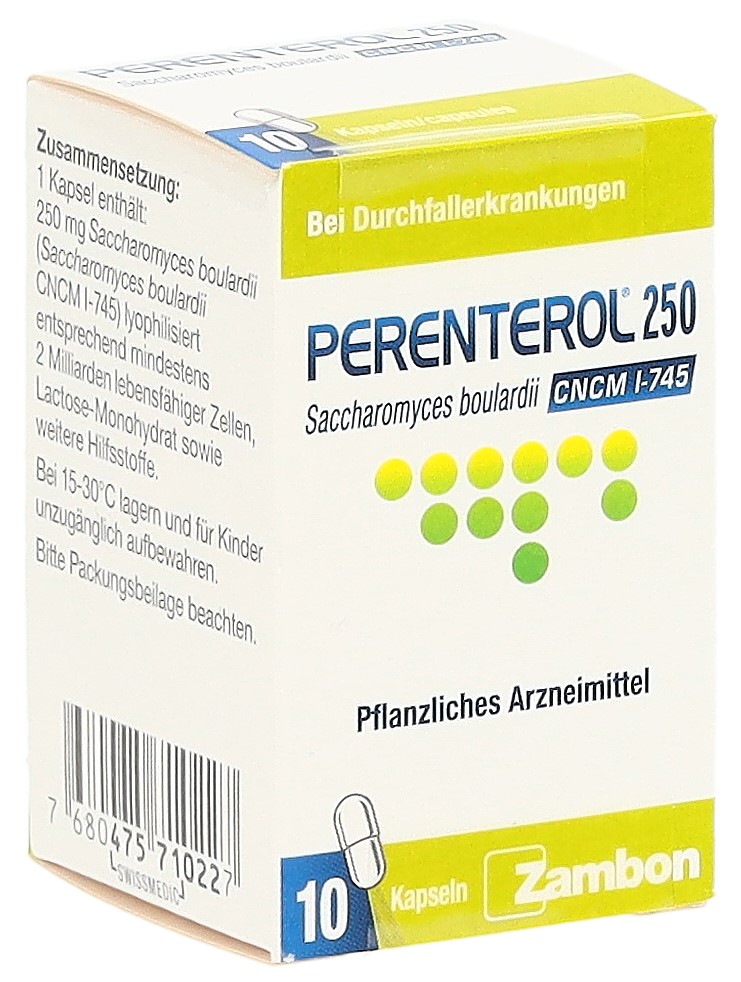PERENTEROL caps 250 mg fl verre 10 pce, image principale