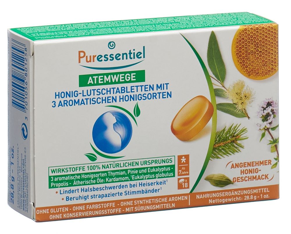Puressentiel Lutschtabl Atemwege mit 3 Honigsorten 18 Stk