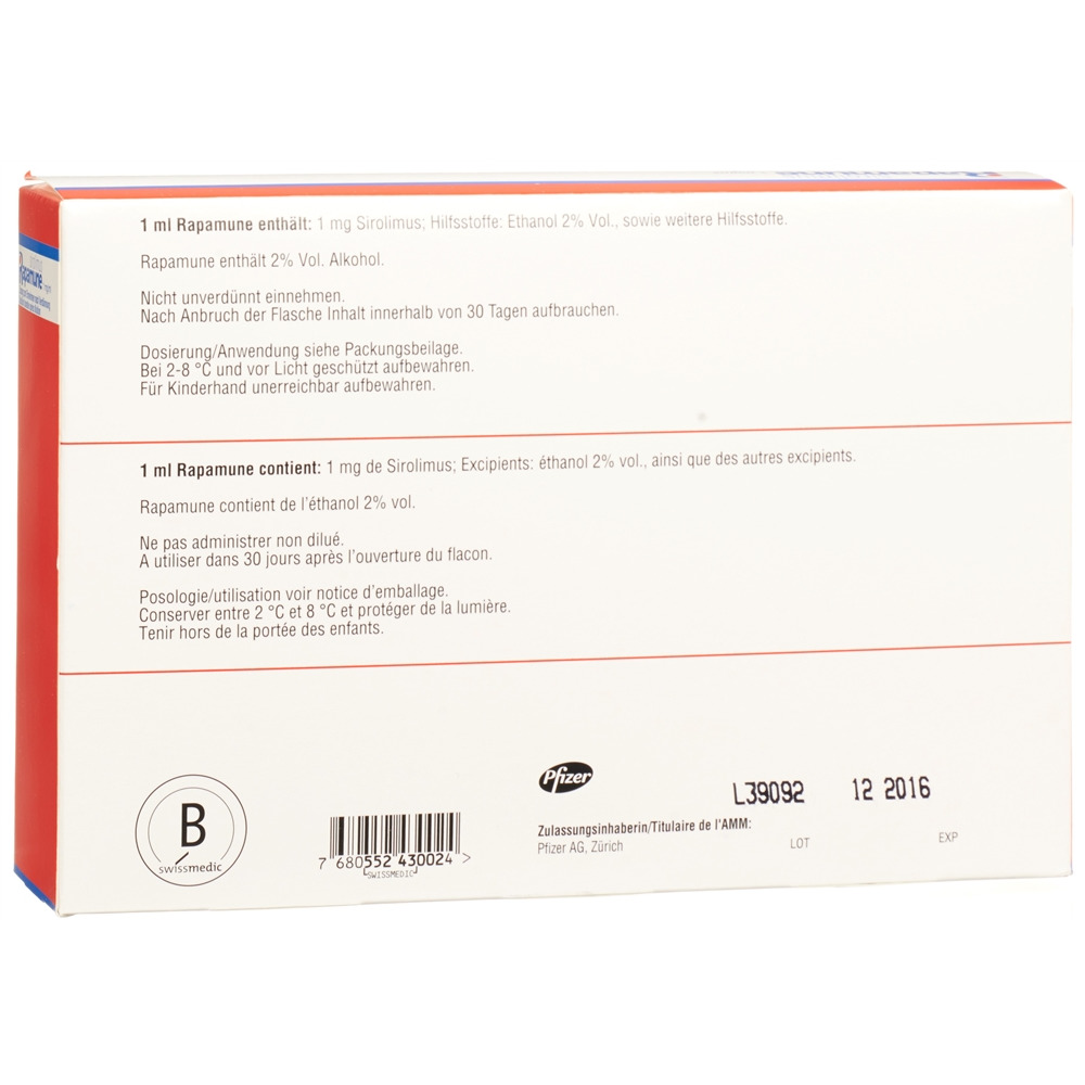 RAPAMUNE sol 1 mg/ml fl 60 ml, image 2 sur 2