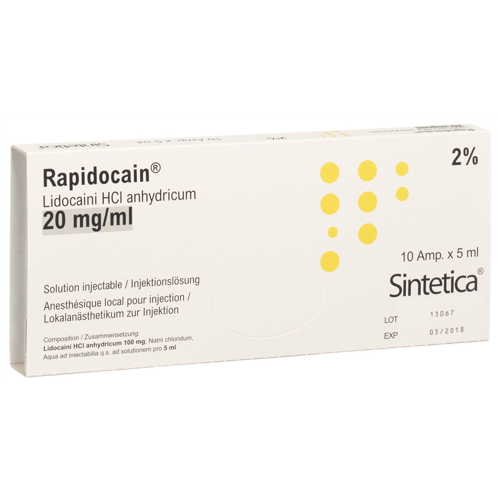 RAPIDOCAIN Inj Lös 100 mg/5ml ohne Konservierungsmittel Amp 5 ml, Hauptbild