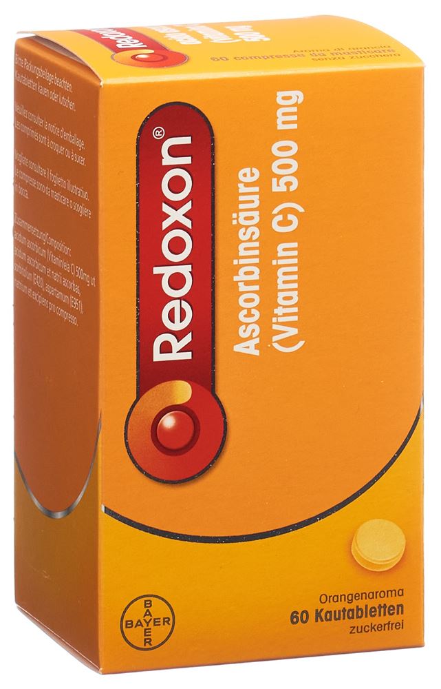 REDOXON cpr croquer 500 mg aromatisés à l'orange sans sucre bte 60 pce
