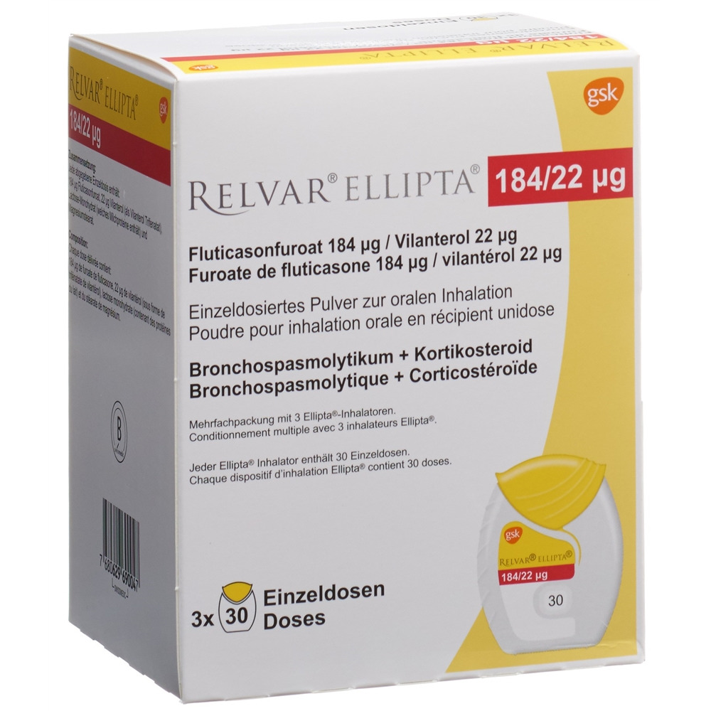 RELVAR ELLIPTA pdr inh 184mcg/22mcg 30 dos, image 2 sur 2