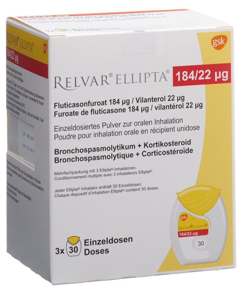 RELVAR ELLIPTA pdr inh 184mcg/22mcg 30 dos, image principale