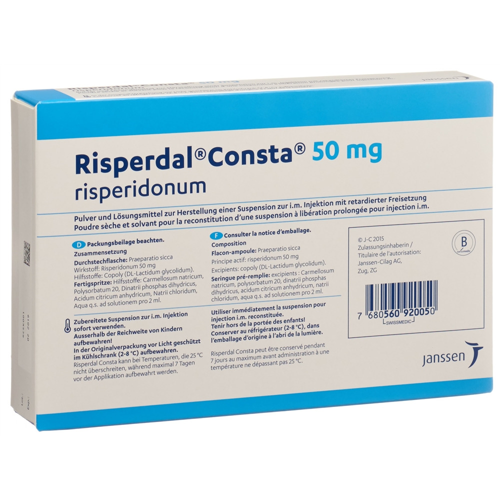 RISPERDAL subst sèche 50 mg avec solvant kit inj 1 pce, image 2 sur 2