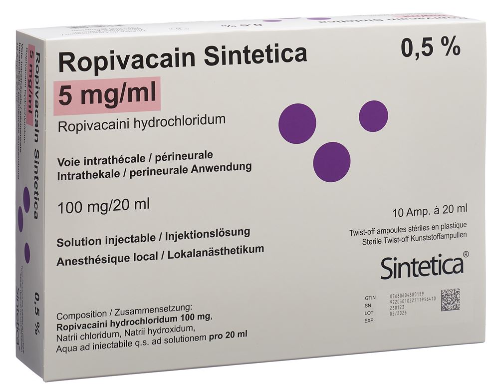 ROPIVACAINE Sintetica 5 mg/ml, image principale