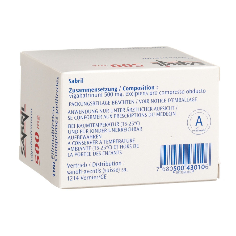 Sabril cpr pell 500 mg blist 100 pce, image 2 sur 2