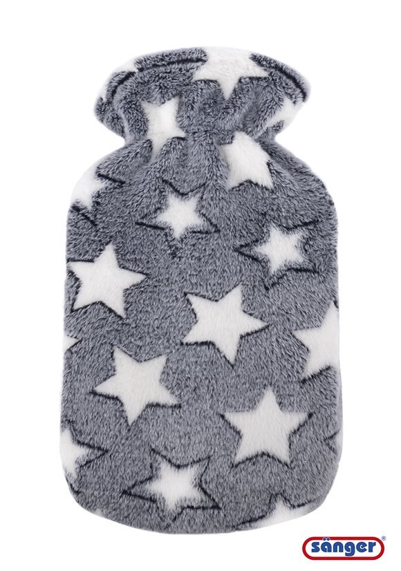 SAENGER Wärmflasche aus Naturkautschuk mit Plüschbezug