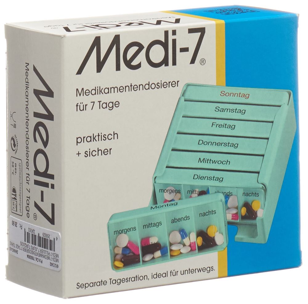 SAHAG Medi-7 Medikamentendosierer 7 Tage 4 Fächer pro Tag, Hauptbild