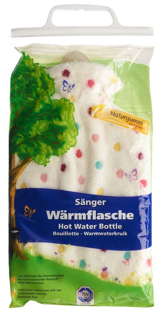 SAENGER bouillotte en caoutchouc naturel avec housse peluche