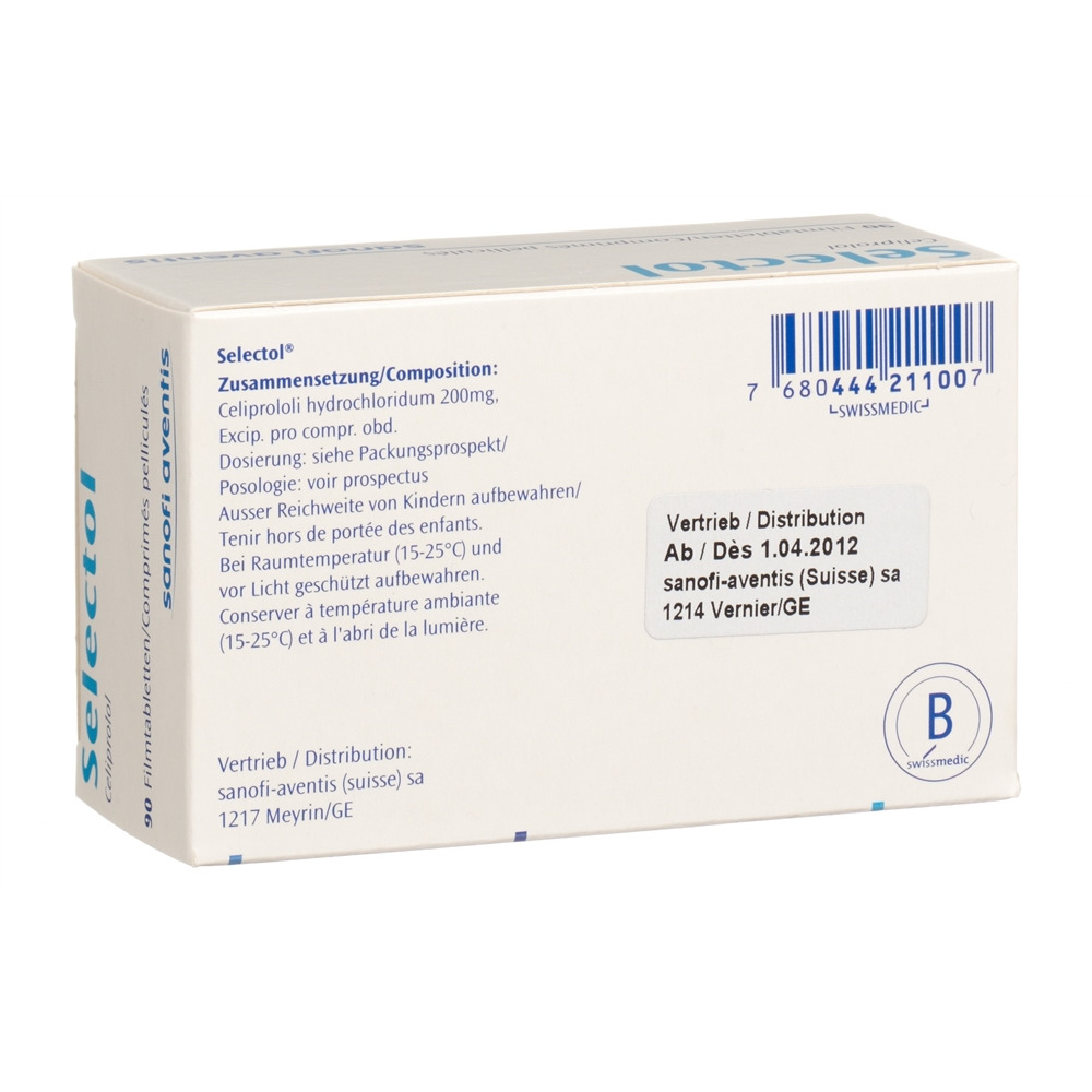 SELECTOL cpr pell 200 mg blist 90 pce, image 2 sur 2