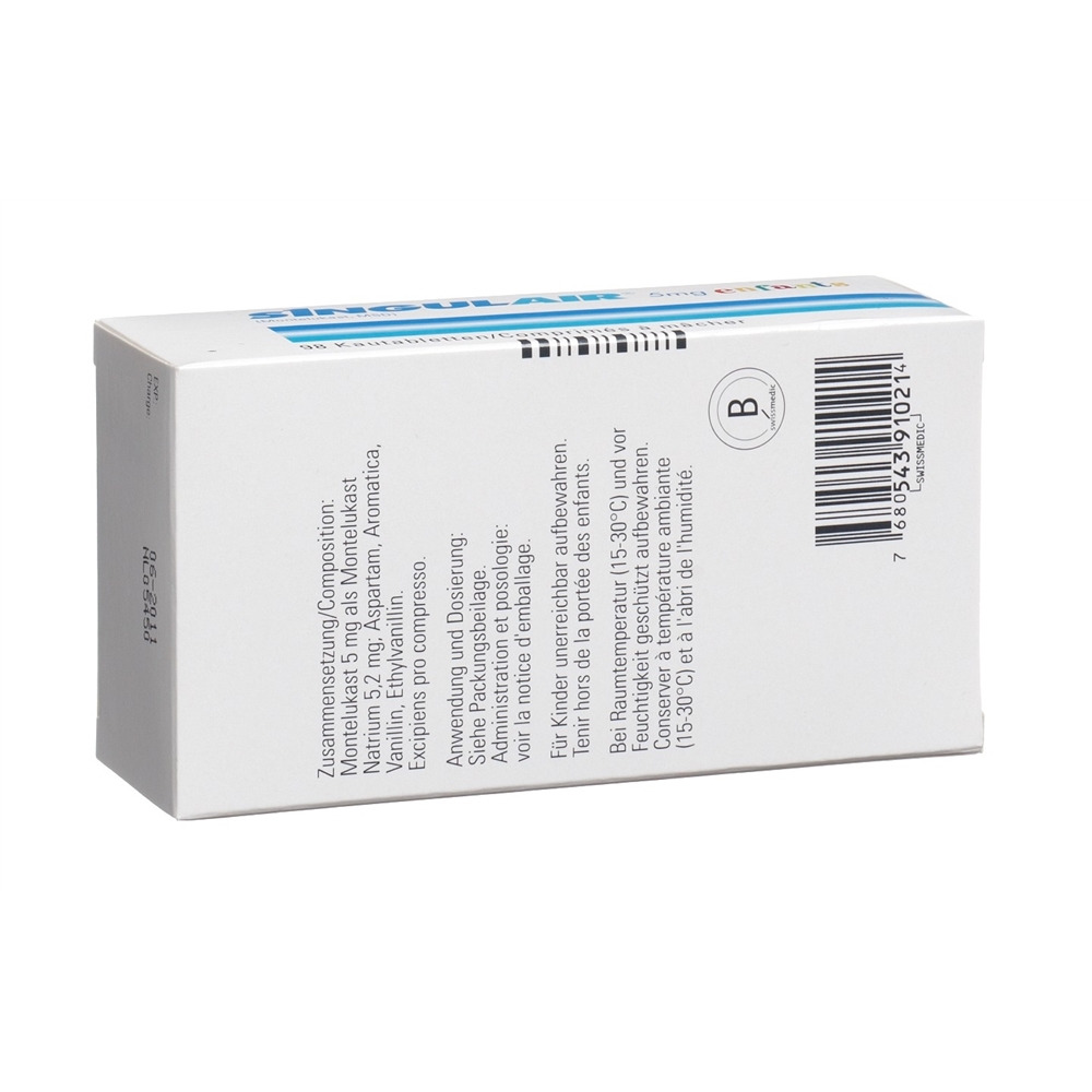 SINGULAIR cpr croquer 5 mg enf blist 98 pce, image 2 sur 2