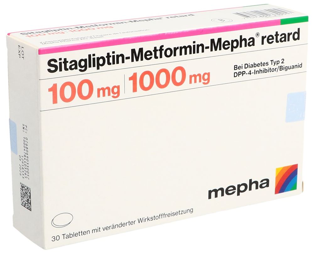 SITAGLIPTINE Metform Mepha retard cpr ret 100mg/1000mg blist 30 pce ...