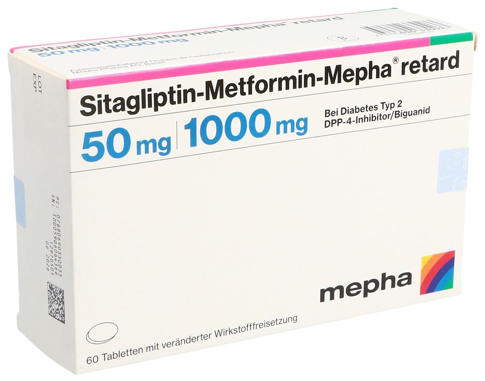 SITAGLIPTINE Metform Mepha Retard Cpr Ret 50mg 1000mg Blist 60 Pce sitagliptine-metform-mepha-retard-cpr-ret-50mg-1000mg-blist-60-pce