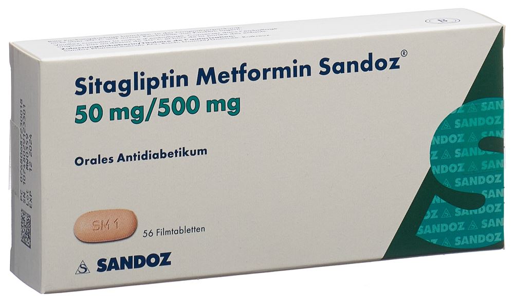 SITAGLIPTINE Metformine Sandoz cpr pell 50mg/500mg blist 56 pce ...